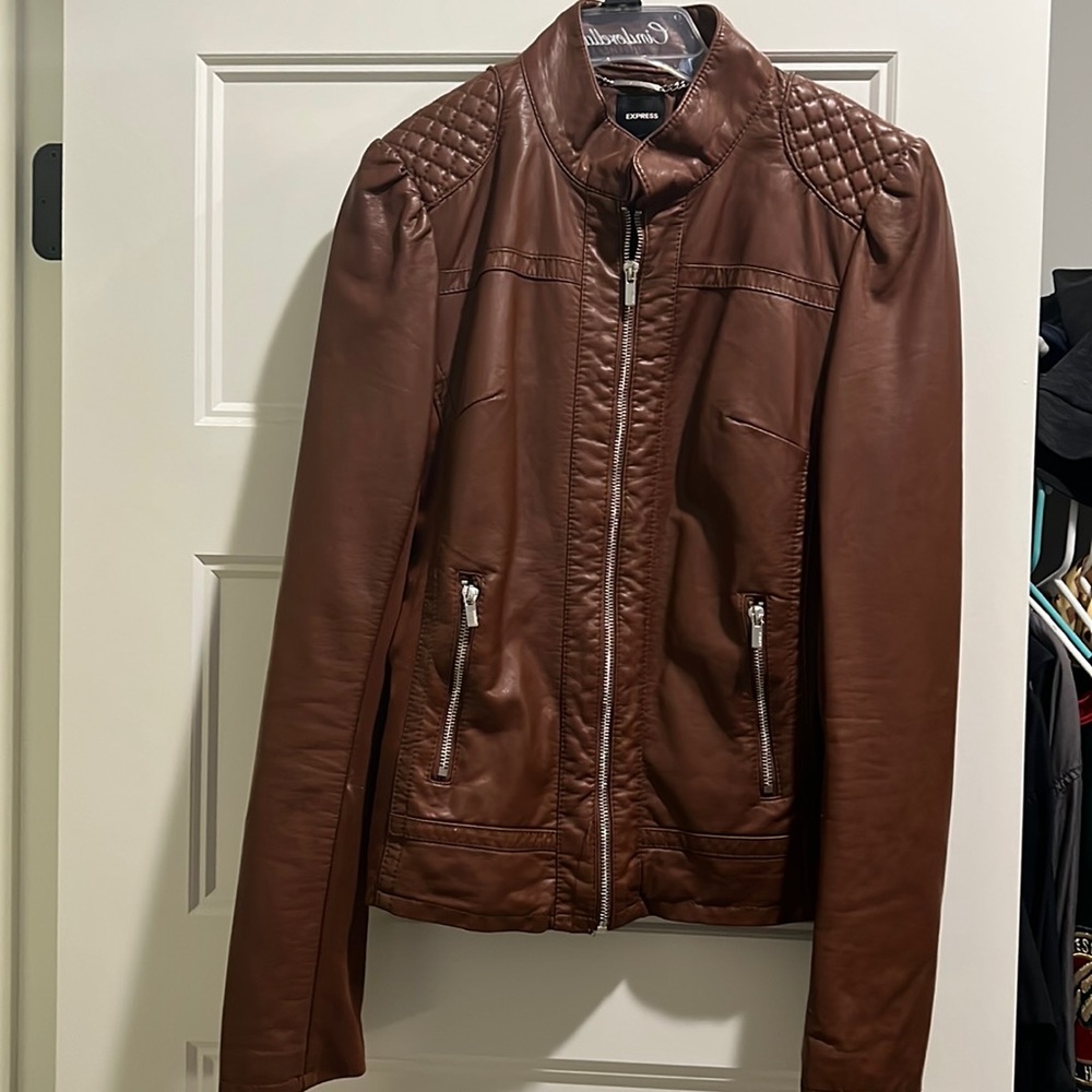 Express brown faux leather jacket
